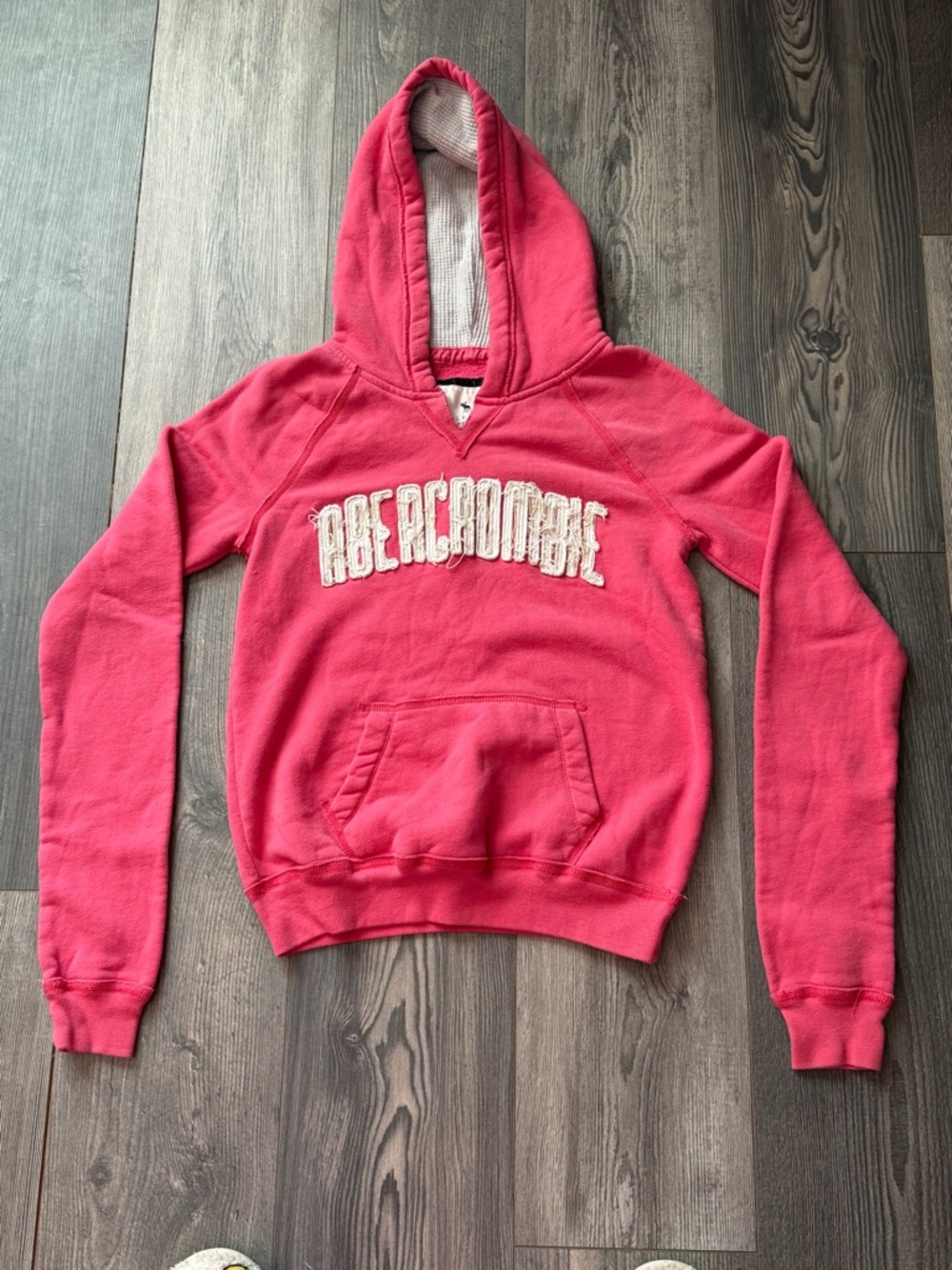 Abercrombie & Fitch Coral Pink Hooded Sweatshirt with Applique Logo